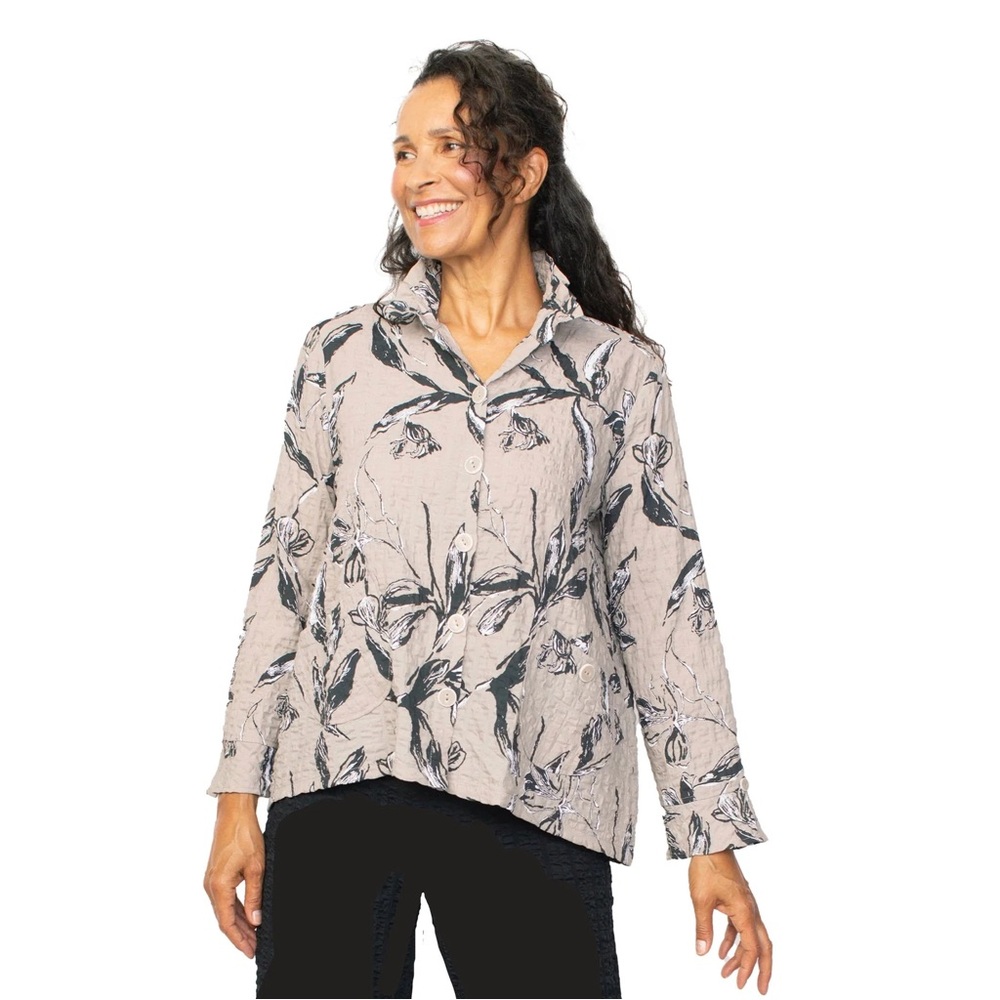 Floral Print Pucker Weave Light Jacket